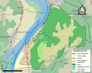 Carte en couleurs présentant l'occupation des sols.