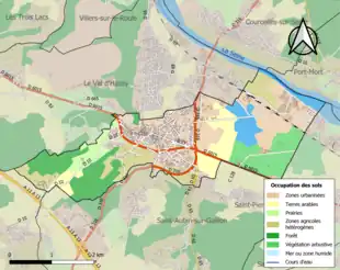 Carte en couleurs présentant l'occupation des sols.