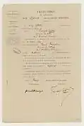 Papier administratif de la Légion d'honneur écrit à l'encre.