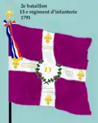 Drapeau du 2e bataillon du 13e régiment d'infanterie de ligne de 1791 à 1793