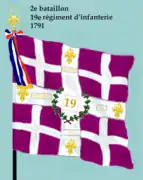 Drapeau du 2e bataillon du 19e régiment d'infanterie de ligne de 1791 à 1793