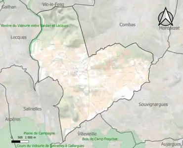 Carte de la ZNIEFF de type 1 sur la commune.
