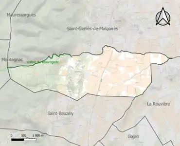 Carte de la ZNIEFF de type 1 sur la commune.
