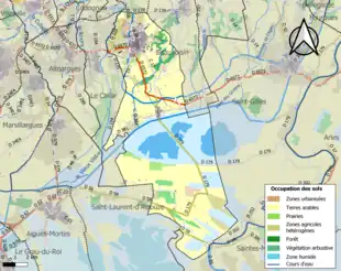 Carte en couleurs présentant l'occupation des sols.