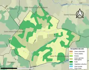 Carte en couleurs présentant l'occupation des sols.