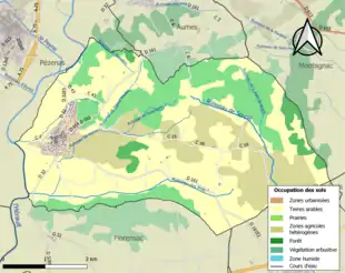 Carte en couleurs présentant l'occupation des sols.