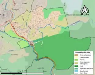 Carte en couleurs présentant l'occupation des sols.