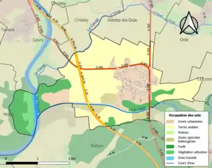 Carte en couleurs présentant l'occupation des sols.