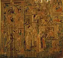 Incendie de Reims, tapisserie de la vie de Remi de Reims, offerte par Robert de Lenoncourt,