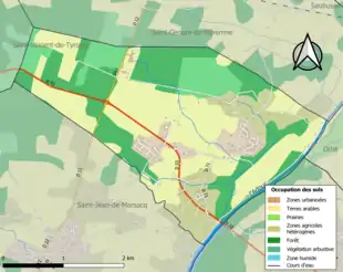 Carte en couleurs présentant l'occupation des sols.