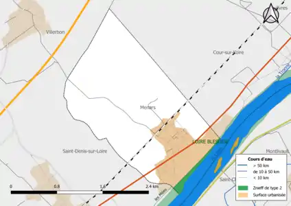 Carte des ZNIEFF de type 2 localisées sur la commune.