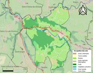 Carte en couleurs présentant l'occupation des sols.