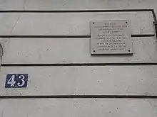Plaque à la mémoire de Manuel Pinto Queiroz Ruiz, dit Manuel Lozano.