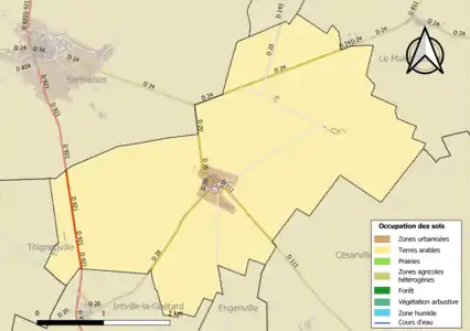 Carte des infrastructures et de l'occupation des sols en 2018 (CLC) de la commune.
