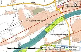 Carte en couleurs des Znieff, concernant la Loire, sur le flanc sud de la commune.
