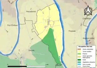Carte en couleurs présentant l'occupation des sols.