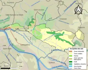 Carte en couleurs présentant l'occupation des sols.