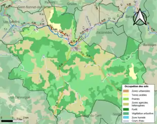 Carte en couleurs présentant l'occupation des sols.