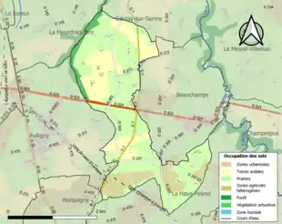 Carte en couleurs présentant l'occupation des sols.