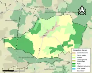 Carte en couleurs présentant l'occupation des sols.