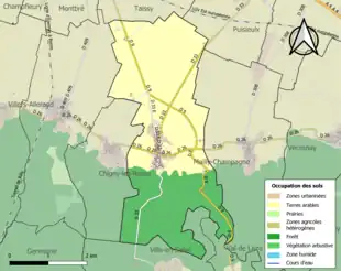 Carte en couleurs présentant l'occupation des sols.