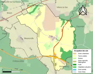 Carte en couleurs présentant l'occupation des sols.