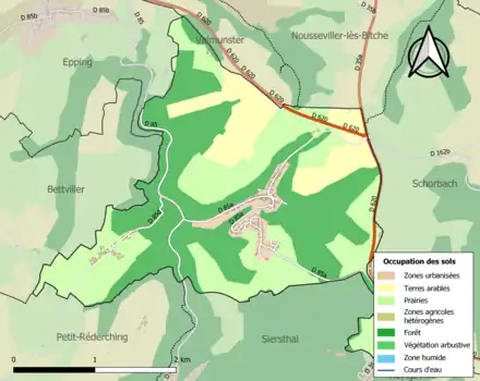Carte en couleurs présentant l'occupation des sols.