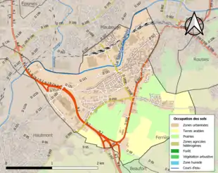 Carte en couleurs présentant l'occupation des sols.