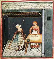 Aliments, pâtes, extrait du Taccuino Sanitatis, XIVe&nbsp;siècle.