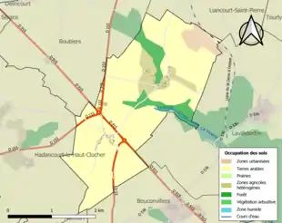 Carte en couleurs présentant l'occupation des sols.