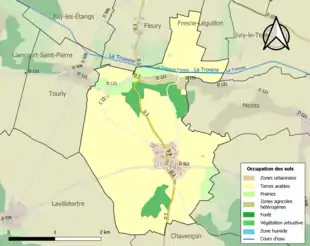 Carte en couleurs présentant l'occupation des sols.