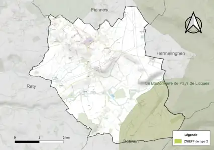 Carte de la ZNIEFF de type 2.