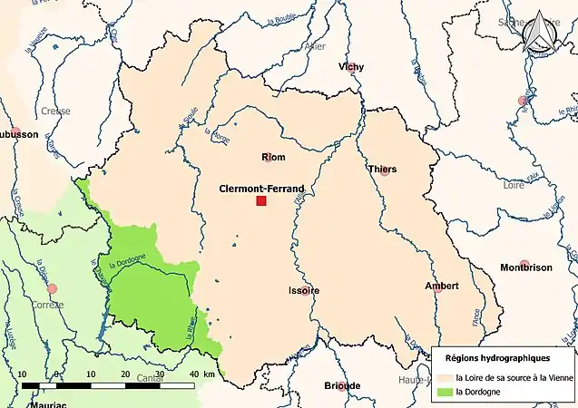 Le Puy-de-Dôme est découpé en deux régions hydrographiques.