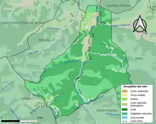 Carte en couleurs présentant l'occupation des sols.