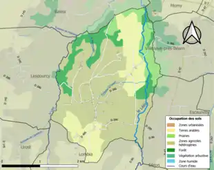Carte en couleurs présentant l'occupation des sols.