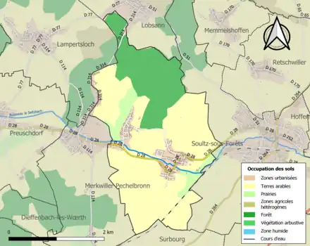 Carte en couleurs présentant l'occupation des sols.