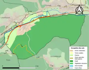 Carte en couleurs présentant l'occupation des sols.