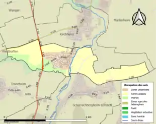Carte en couleurs présentant l'occupation des sols.