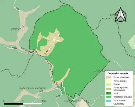 Carte en couleurs présentant l'occupation des sols.