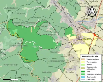 Carte en couleurs présentant l'occupation des sols.
