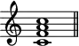 
\header {
  tagline = ##f
}

\score {
  \new Staff \with {
    \remove "Time_signature_engraver"
  }
  \relative c'' {
    \key c \major
    \time 9/1
    \tempo 1 = 60
    \autoBeamOff
    \clef treble
    \override Rest #'style = #'classical

      << c,1 f a c >>

    \bar "||"
  }
  \layout {
    \context {
      \Score
      \remove "Metronome_mark_engraver"
    }
  }
  \midi {}
}
