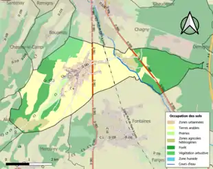 Carte en couleurs présentant l'occupation des sols.