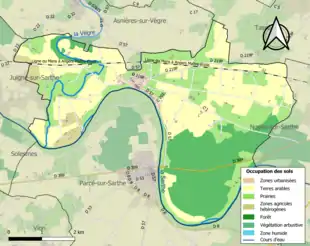 Carte en couleurs présentant l'occupation des sols.