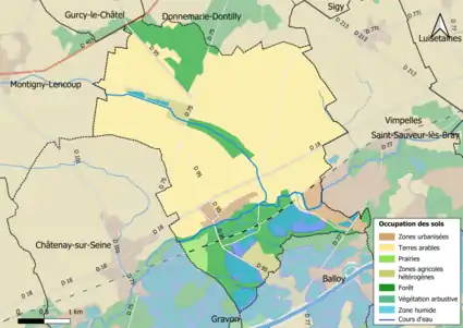 Carte des infrastructures et de l'occupation des sols en 2018 (CLC) de la commune.