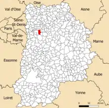 Localisation dans le département de Seine-et-Marne.