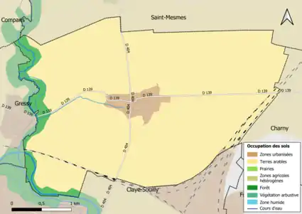 Carte des infrastructures et de l'occupation des sols en 2018 (CLC) de la commune.