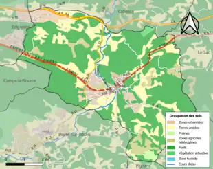 Carte en couleurs présentant l'occupation des sols.