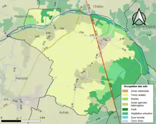 Carte en couleurs présentant l'occupation des sols.