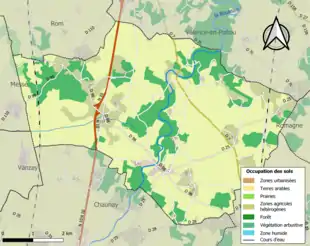 Carte en couleurs présentant l'occupation des sols.