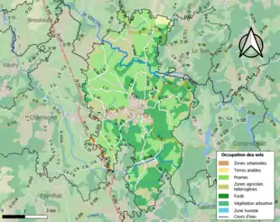 Carte en couleurs présentant l'occupation des sols.